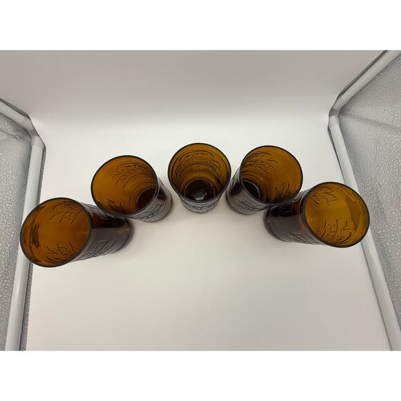 Set of 5 Upcycled IBC Root Beer 4" Tall Amber Brown Drinking Glasses Collectible - Picture 4 of 8